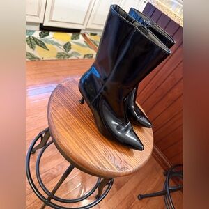 Rachel Zoe “Zoey” Patent Mid-Calf Pointed Toe Heeled Boots - Women size 8 EUC!